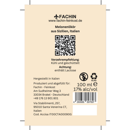 Melone Crema - 17% - 100ml - Fruchtiger Sahnelikör direkt aus Italien!